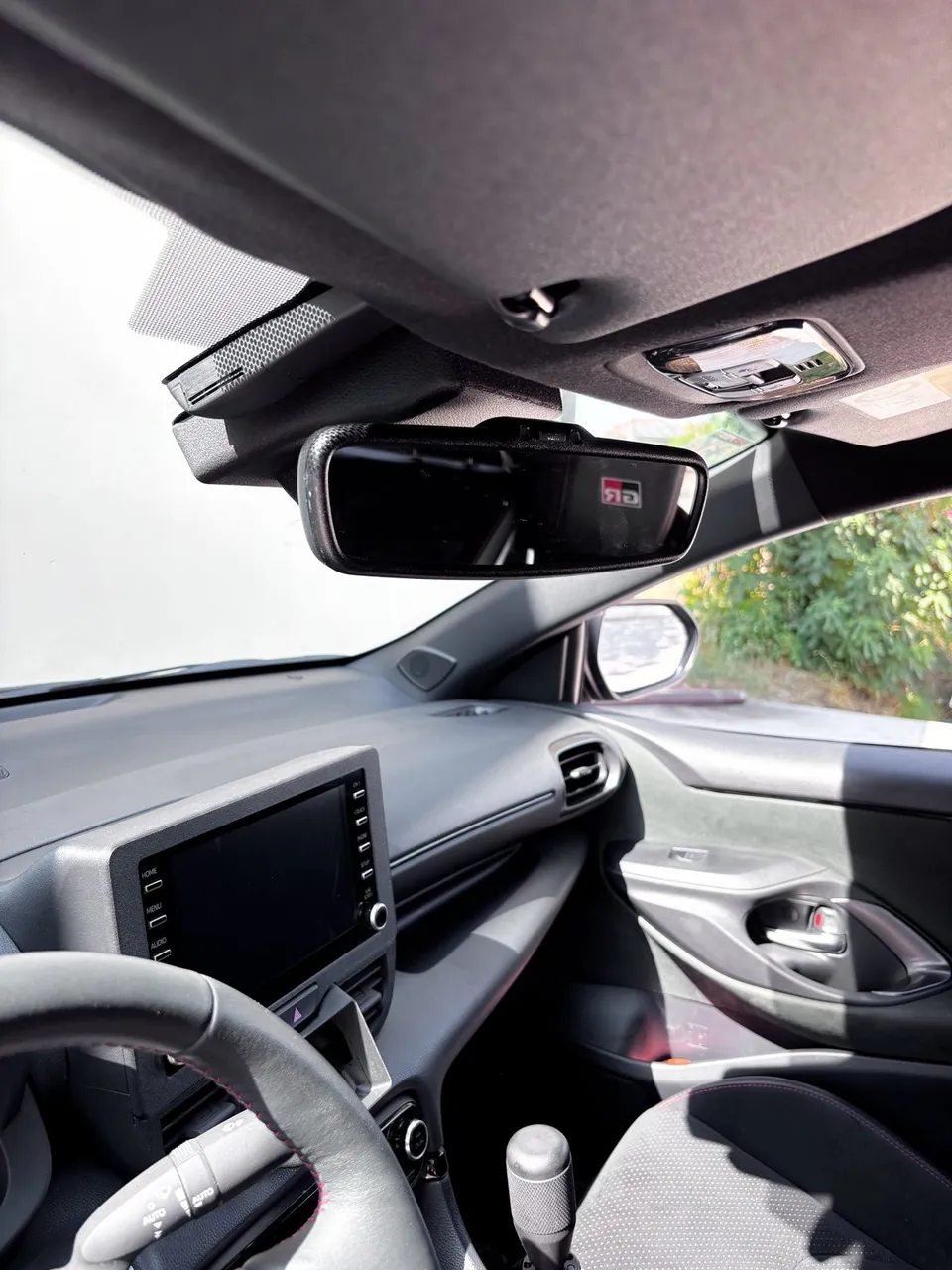 GR Yaris rear-view mirror fitted on the riser