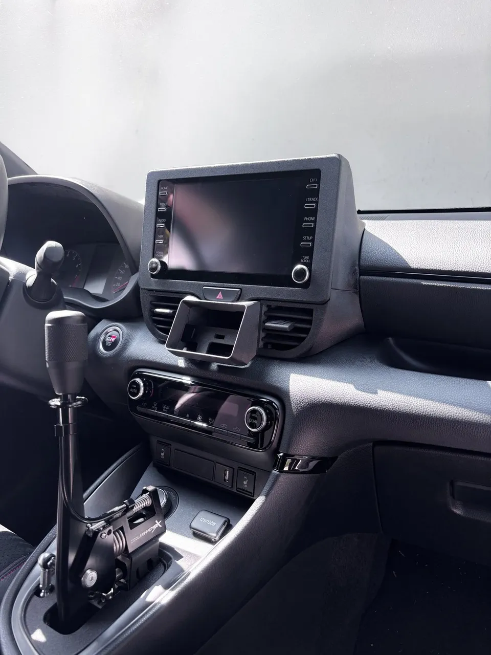 Toyota GR Yaris cabin with the lowered infotainment screen