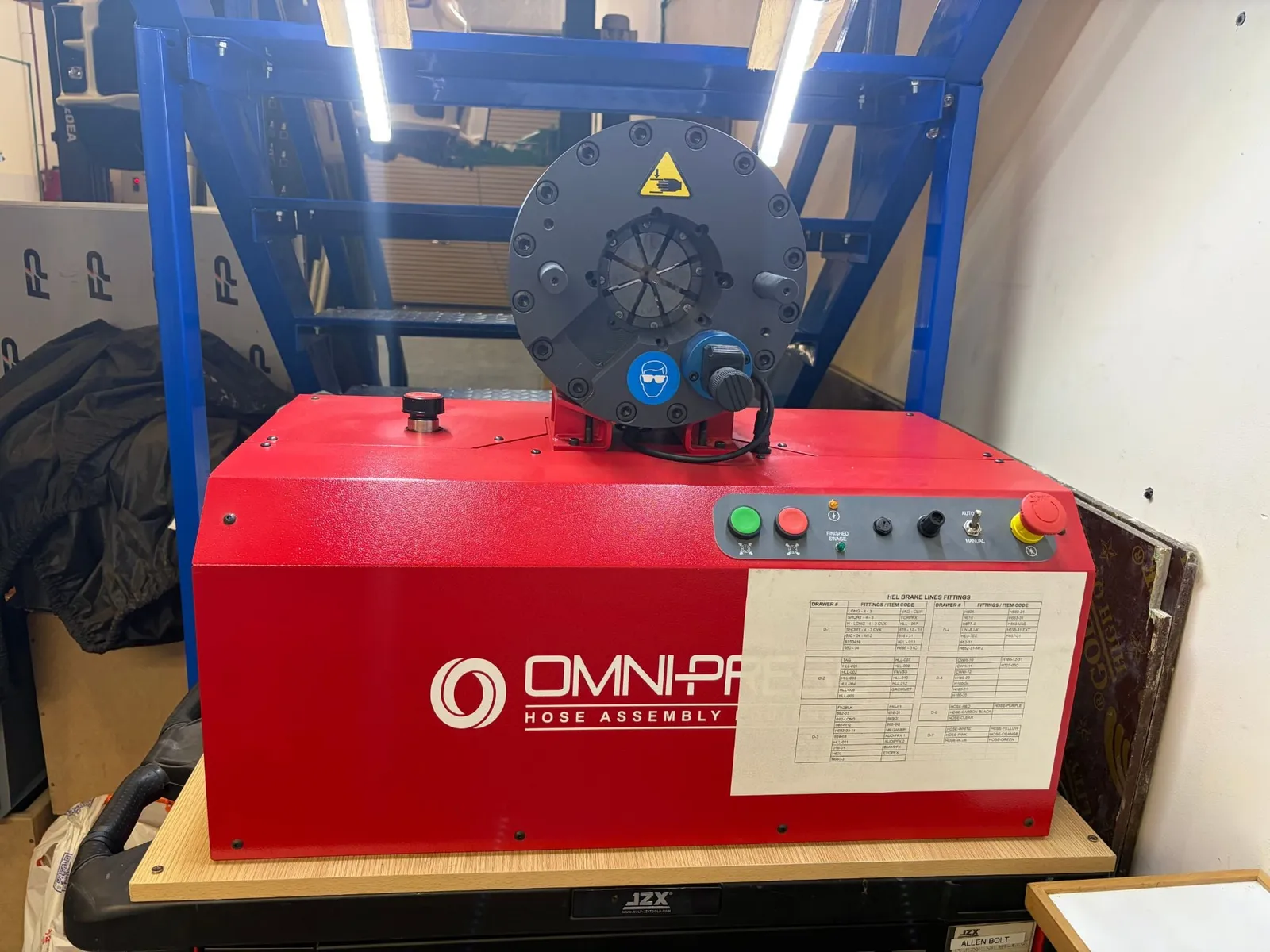 Hose crimping machine used to build HEL braided brake lines in Dubai